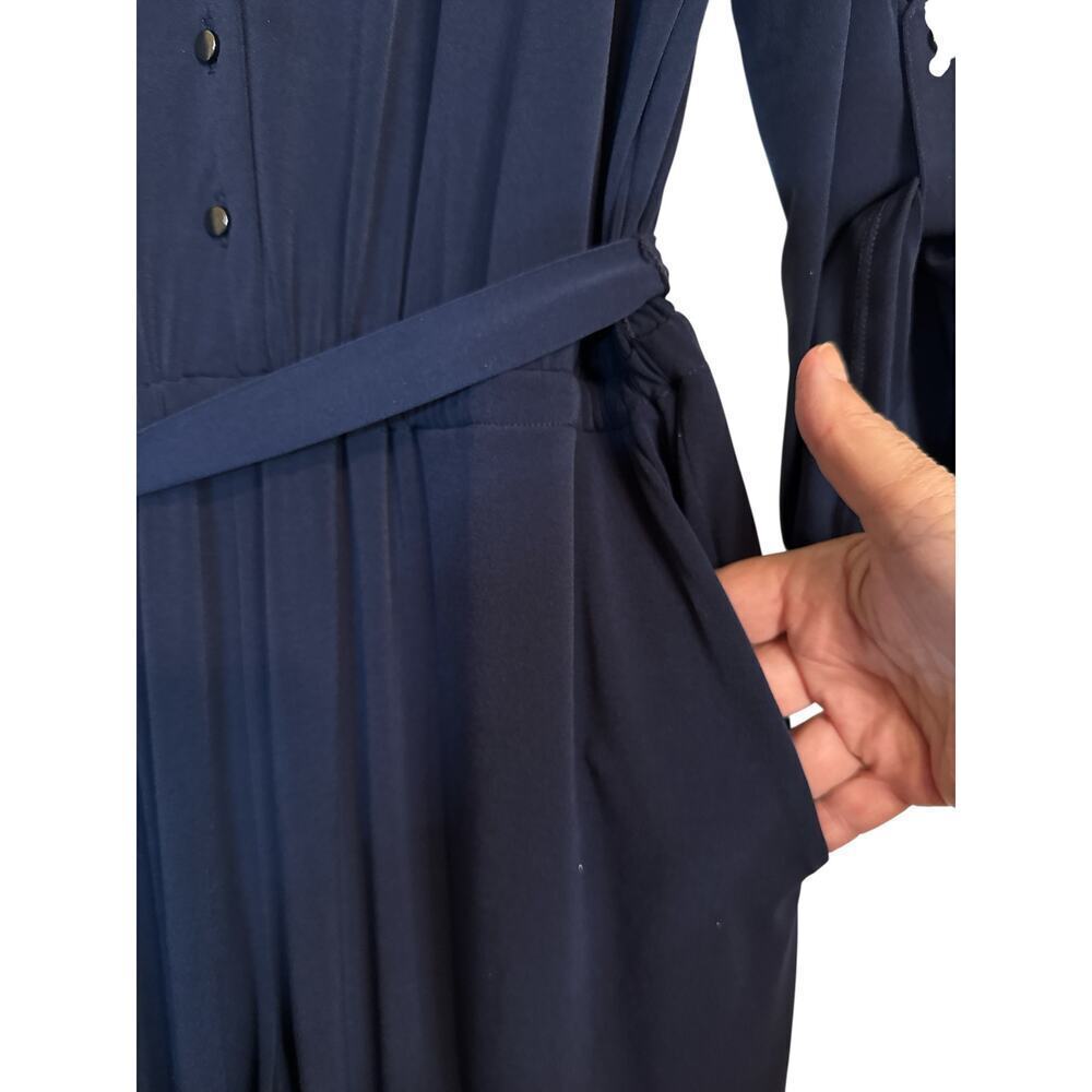 41 Hawthorn Women Elastic Waist Belted Button Front Wide Leg Jumpsuit SZ XL Navy - Picture 8 of 11